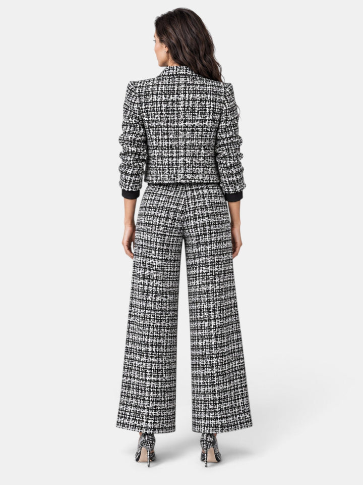 Conjunto Mujer Cuadros Pantalón Ancho