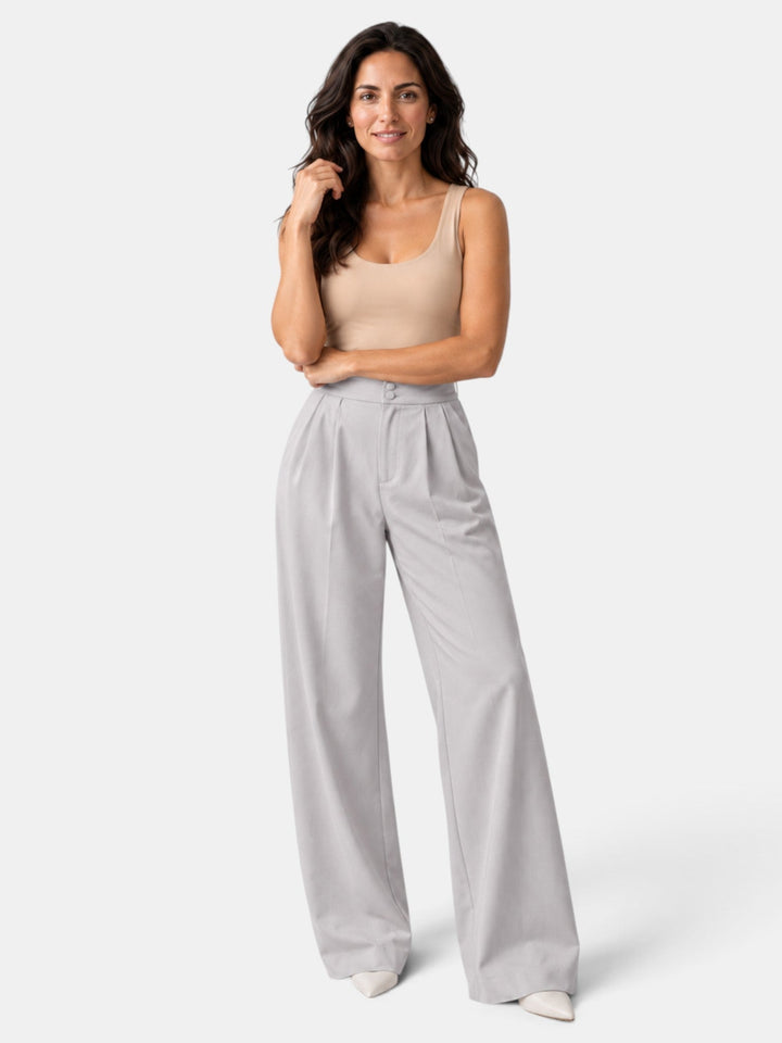 Pantalón Mujer Pierna Ancha Elástico