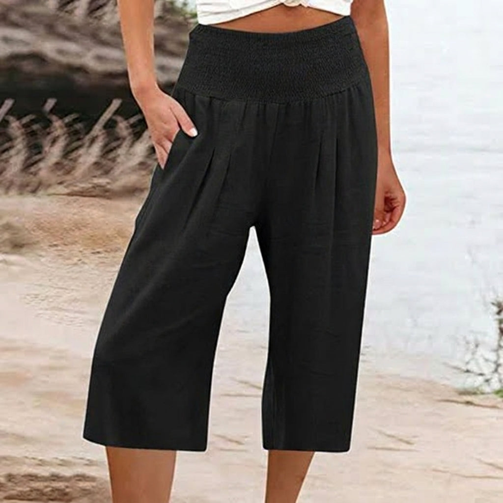 Abril - Pantalones capri ligeros con cintura elástica