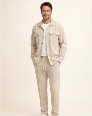 Iván – Conjunto de chaqueta abotonada y pantalón waffle