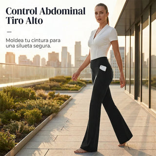 Diana - Pantalón de cintura alta elástico y corte ancho