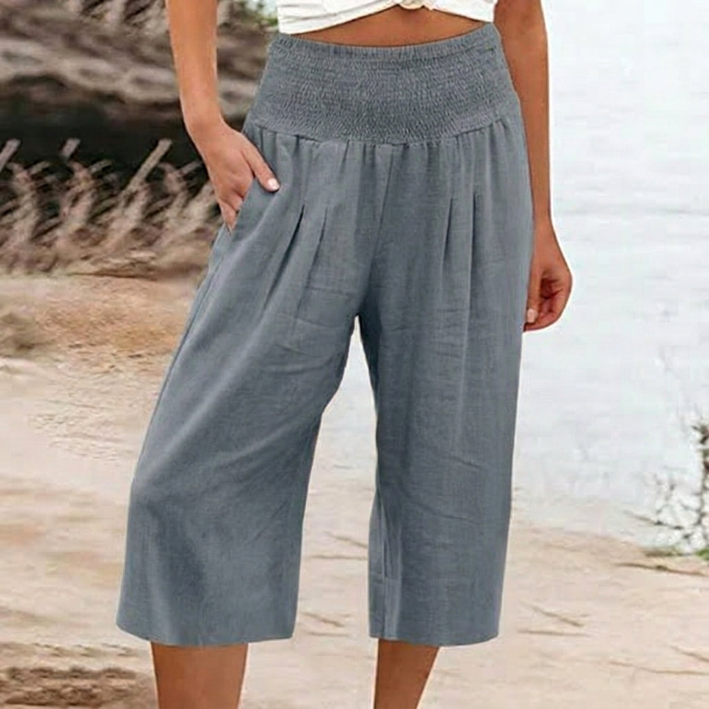 Abril - Pantalones capri ligeros con cintura elástica