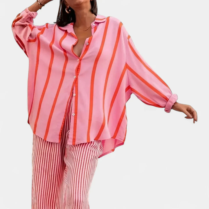 Briana - blusa vintage de rayas con botones