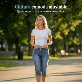Kiara - Vaqueros de cintura alta con cordón ajustable