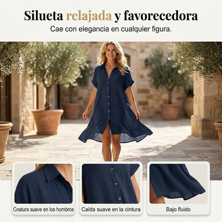 Vega - Vestido camisero de manga corta
