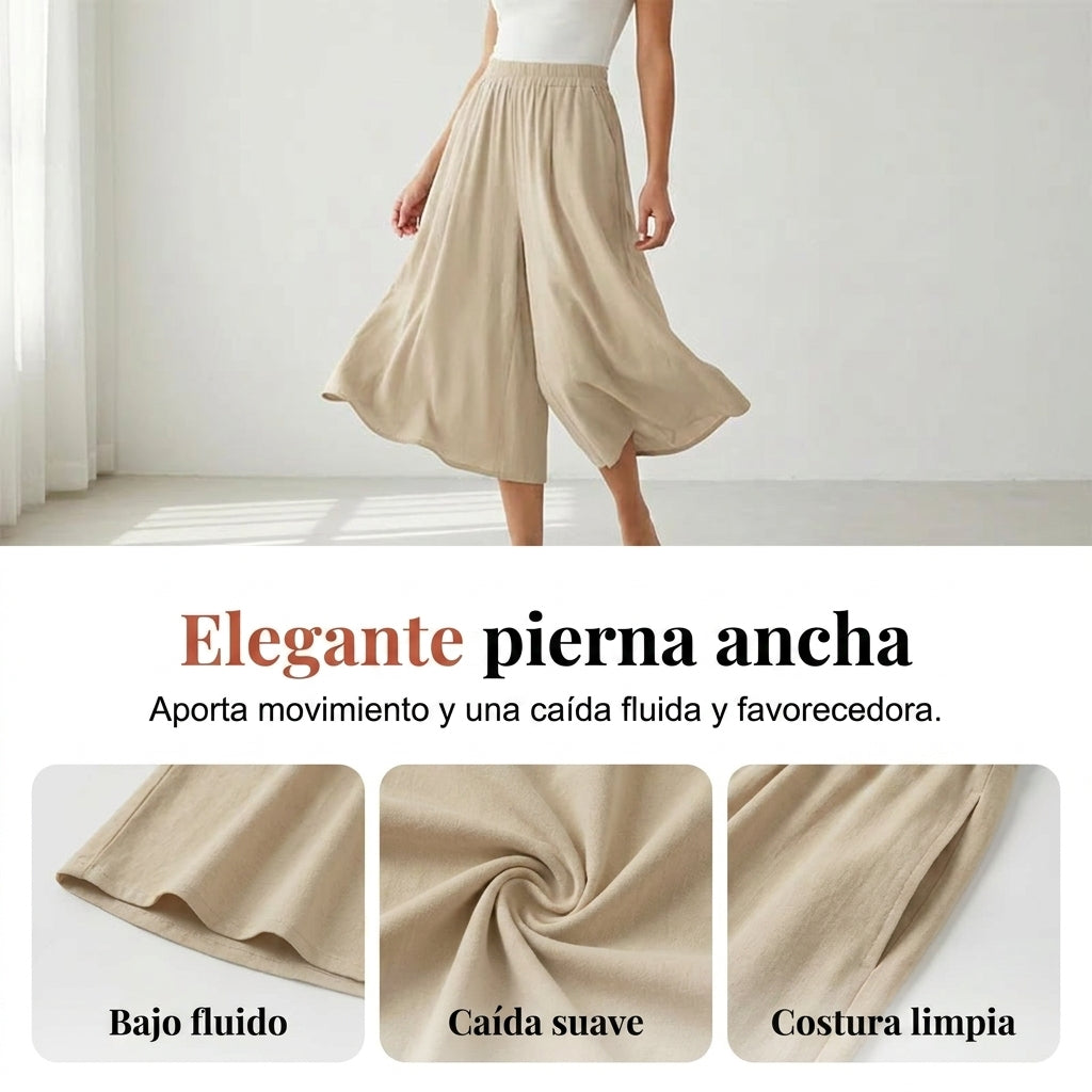 Abril - Pantalones capri ligeros con cintura elástica