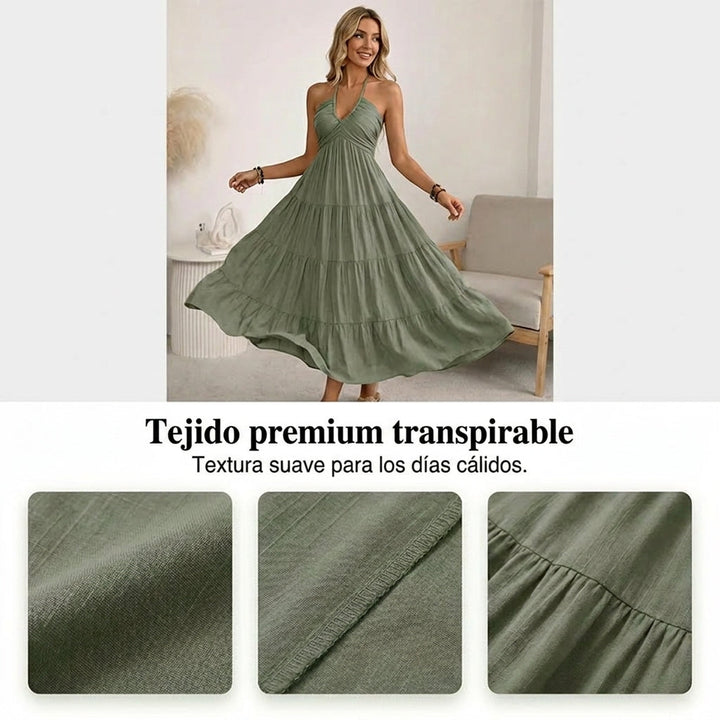 Julia - Vestido largo con cuello halter y espalda descubierta