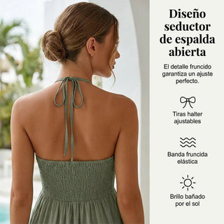 Julia - Vestido largo con cuello halter y espalda descubierta