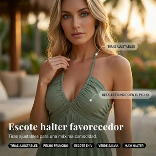 Julia - Vestido largo con cuello halter y espalda descubierta