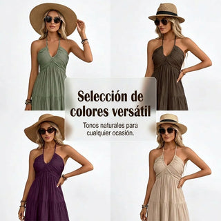 Julia - Vestido largo con cuello halter y espalda descubierta