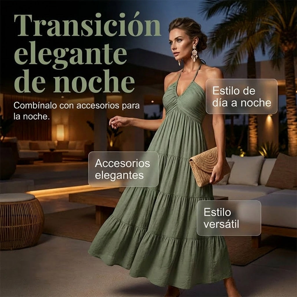 Julia - Vestido largo con cuello halter y espalda descubierta
