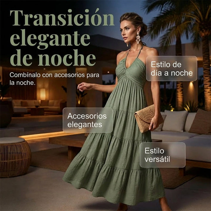 Julia - Vestido largo con cuello halter y espalda descubierta