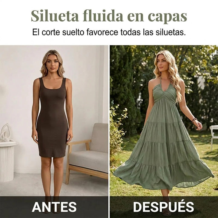 Julia - Vestido largo con cuello halter y espalda descubierta