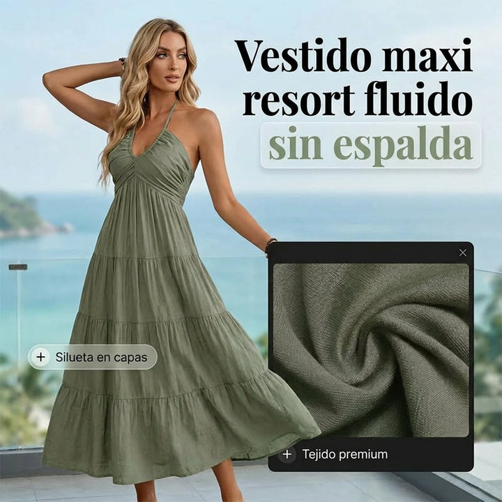 Julia - Vestido largo con cuello halter y espalda descubierta
