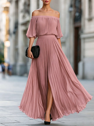 Vestido Invitada de Boda Hombro Largo Descubierto