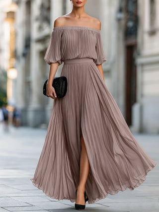 Vestido Invitada de Boda Hombro Largo Descubierto