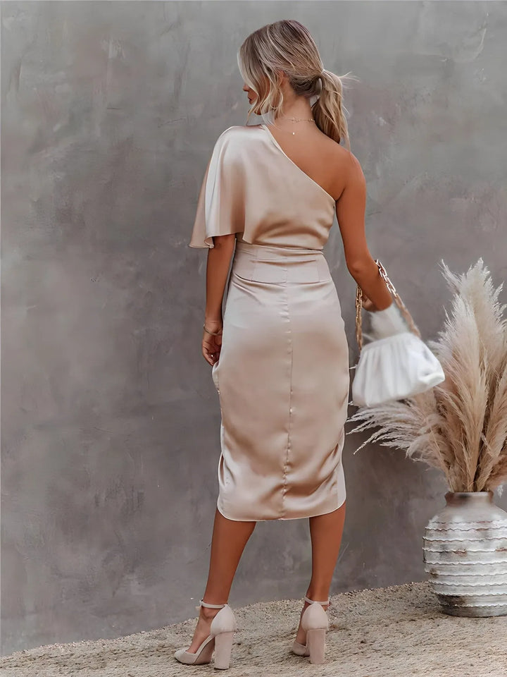 Vestido Midi Invitada de Boda Midi Drapeado Elegante