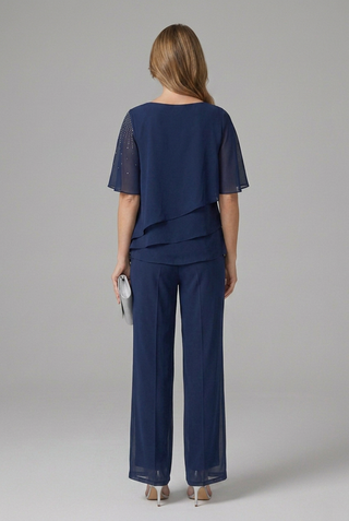 Conjunto Top Drapeado y Pantalón Recto Mujer