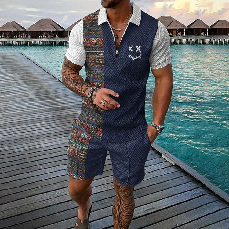 Víctor™ | Conjunto polo de viajero del tiempo: camisa polo y pantalones cortos