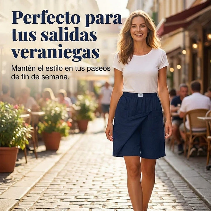 Leila - Falda pantalón casual con cintura elástica