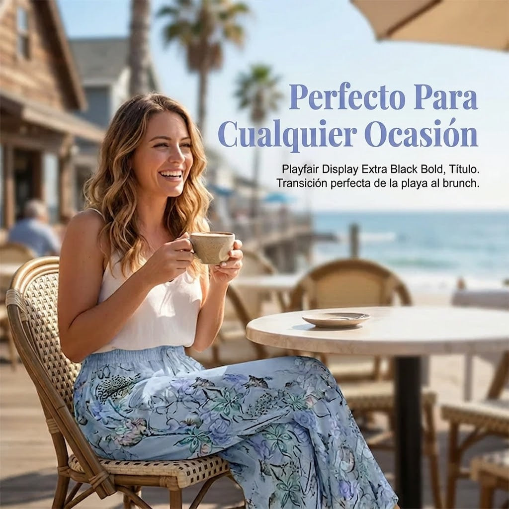 Samira - Pantalón fluido estampado con cordón ajustable