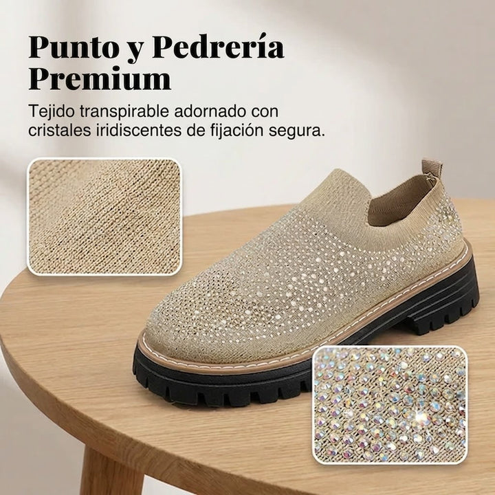 Aria - Mocasines sin cordones con pedrería brillante