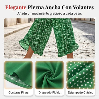 Adela - Pantalón fluido de lunares con volante