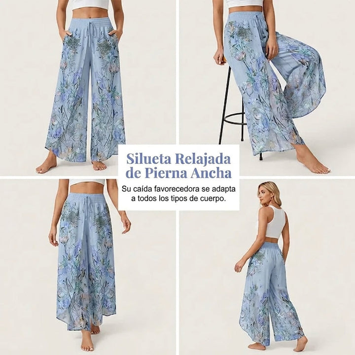 Samira - Pantalón fluido estampado con cordón ajustable