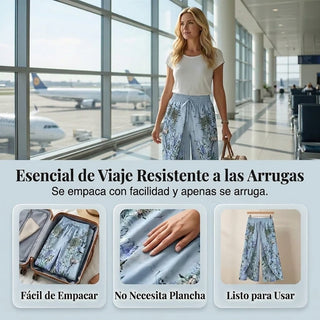 Samira - Pantalón fluido estampado con cordón ajustable