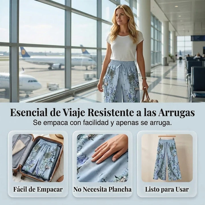 Samira - Pantalón fluido estampado con cordón ajustable