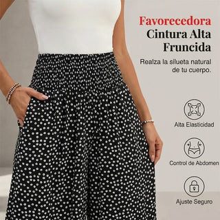 Adela - Pantalón fluido de lunares con volante