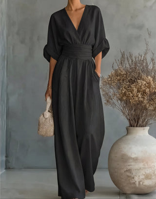 Daniela - Mono elegante de escote en V y pierna ancha