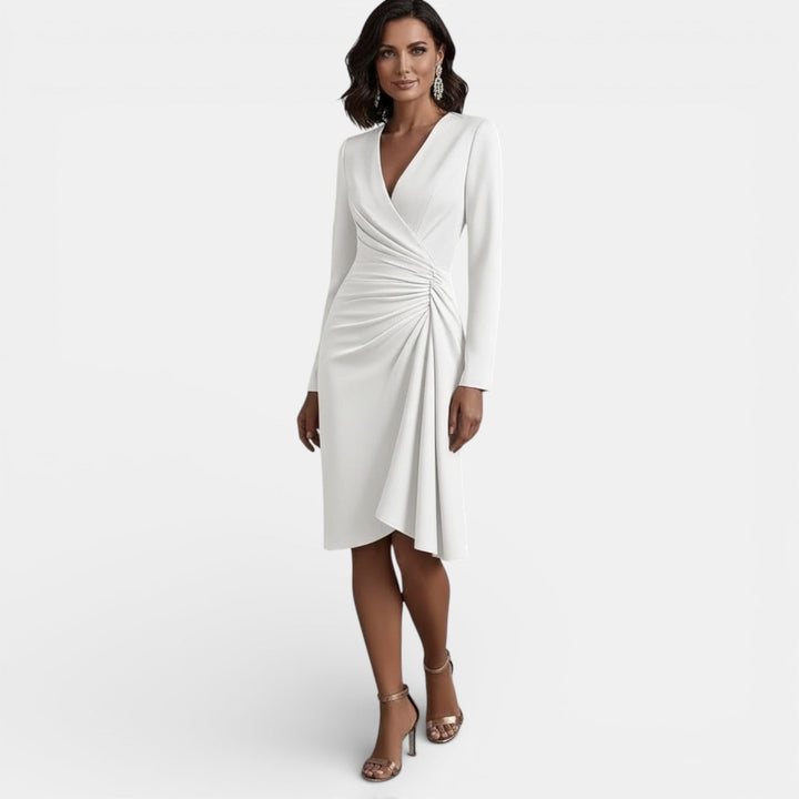 Vestido Midi Elegante de Mujer con Escote en V