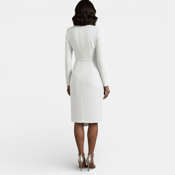 Vestido Midi Elegante de Mujer con Escote en V