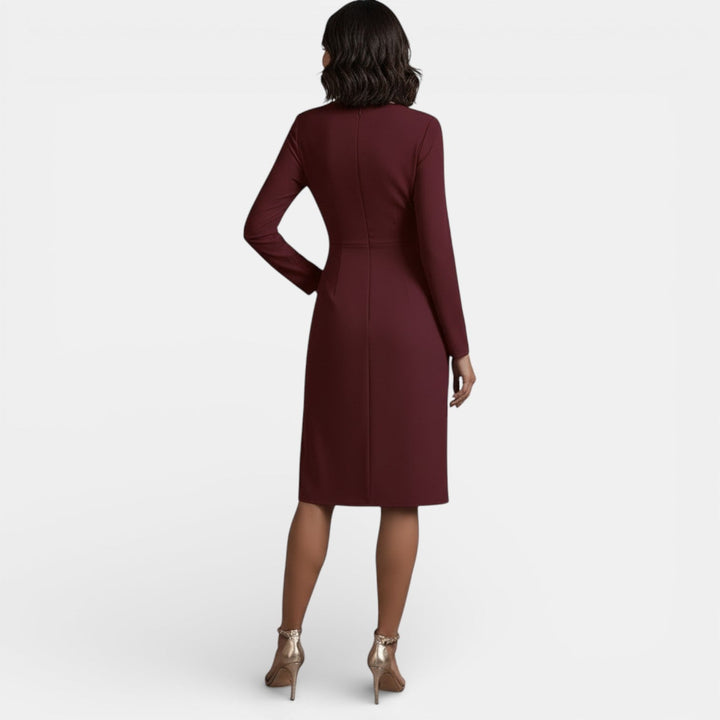 Vestido Midi Elegante de Mujer con Escote en V
