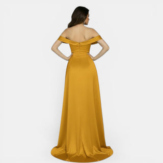 Vestido de Fiesta Off-Shoulder con Abertura Alta