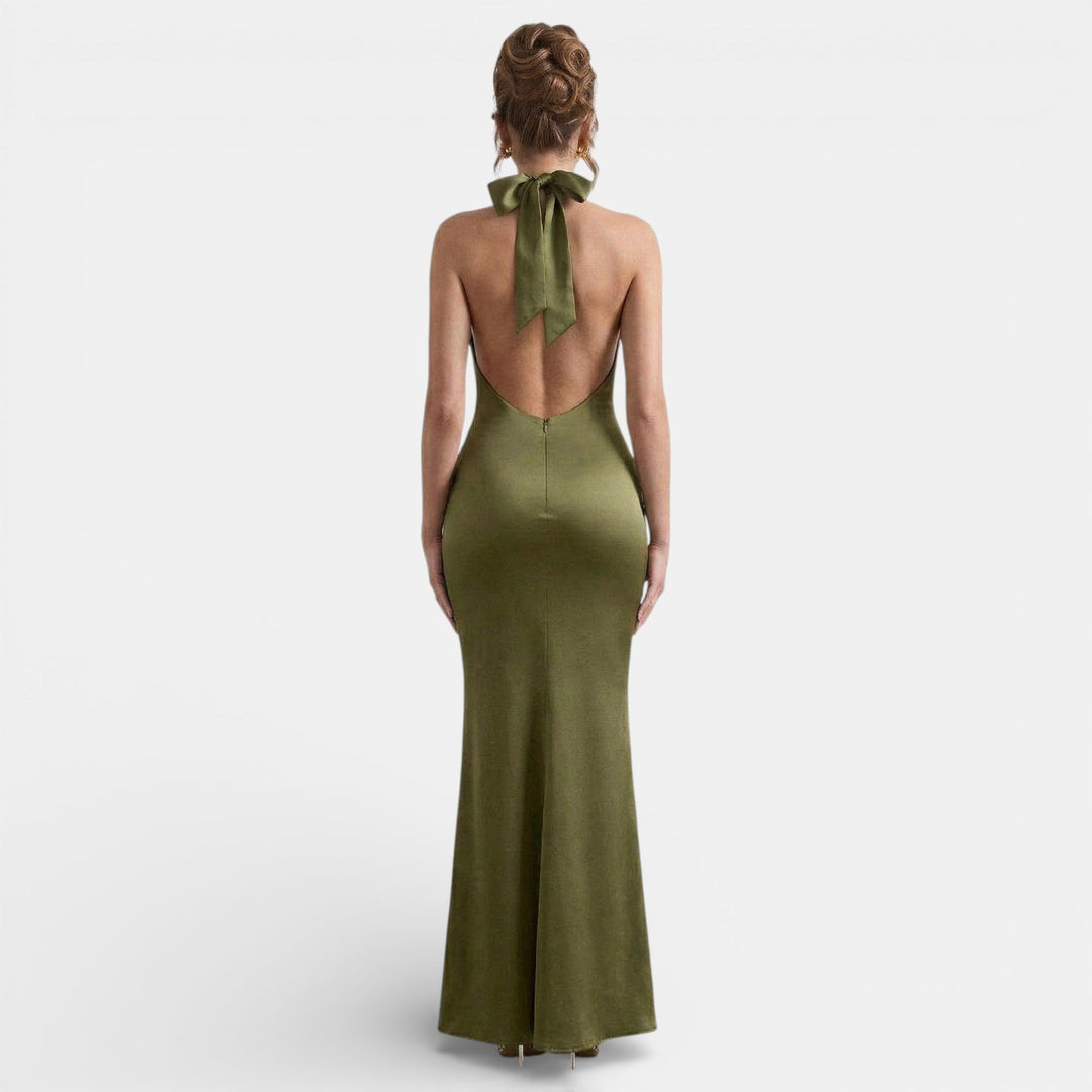 Vestido Maxi Mujer Halter Ajustado