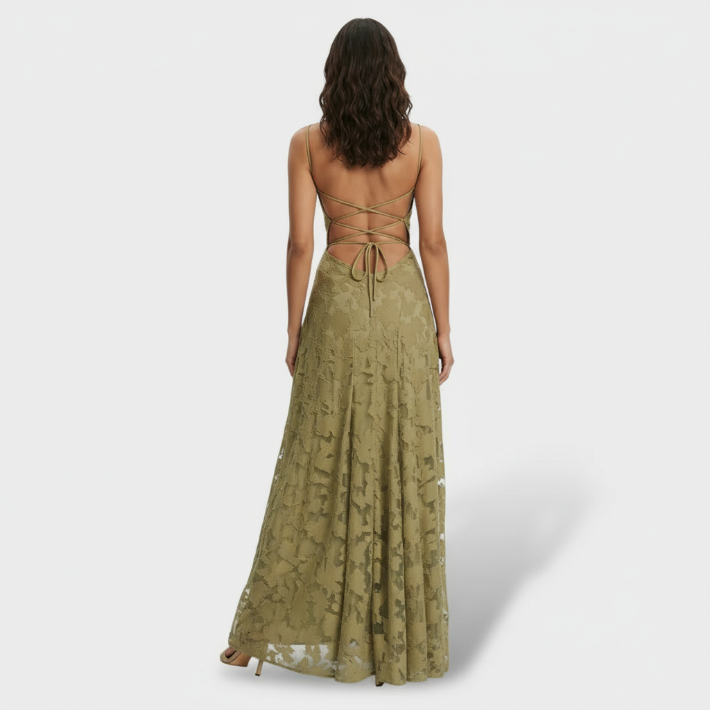 Vestido Largo Fiesta Mujer Floral Espalda Abierta