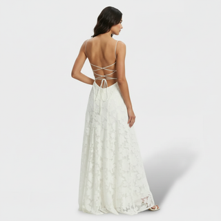 Vestido Largo Fiesta Mujer Floral Espalda Abierta