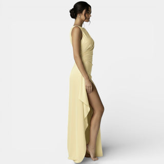 Vestido Largo de Satén con Espalda y Abertura