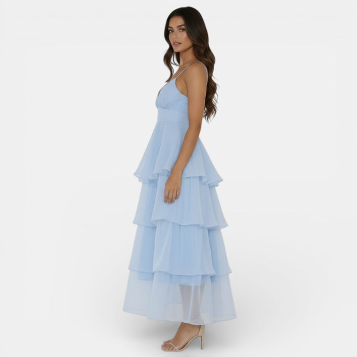 Vestido Organza Escote V Mujer