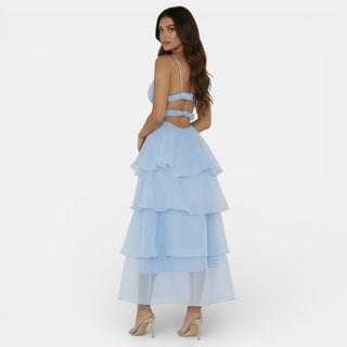 Vestido Organza Escote V Mujer