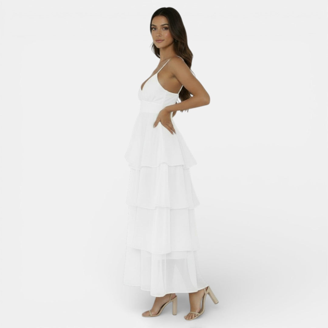 Vestido Organza Escote V Mujer