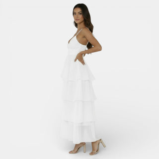 Vestido Organza Escote V Mujer