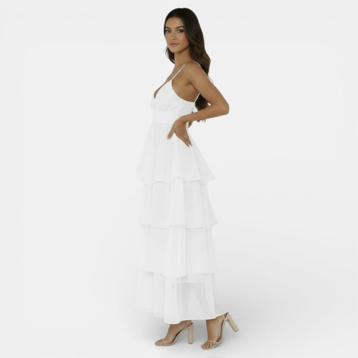 Vestido Organza Escote V Mujer