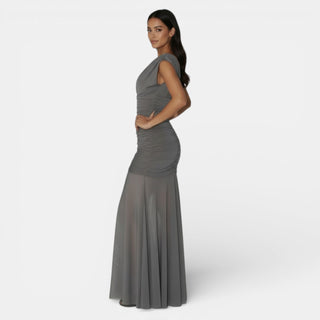 Vestido Largo Irregular con Malla
