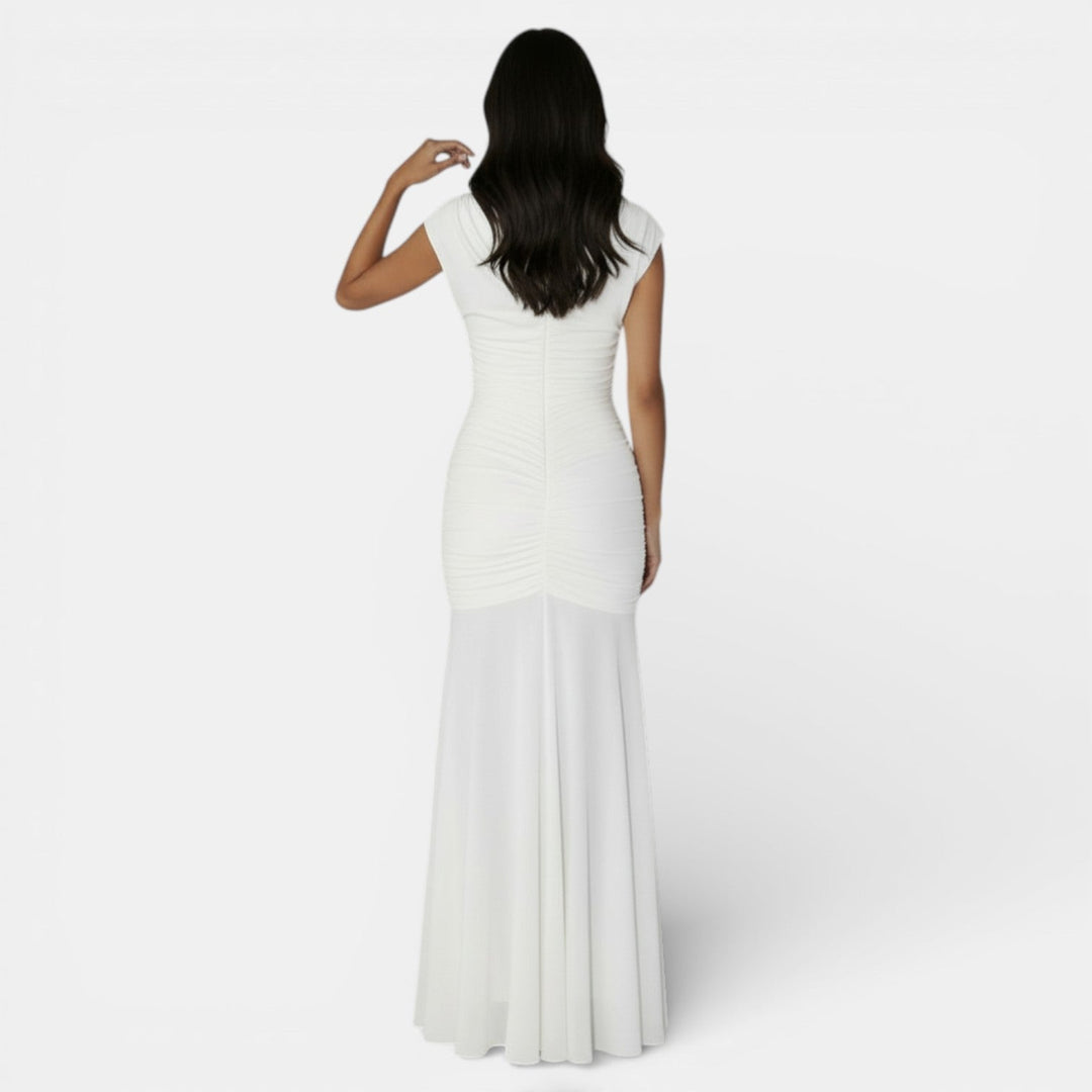 Vestido Largo Irregular con Malla
