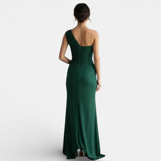 Vestido de Noche Plisado de Un Hombro