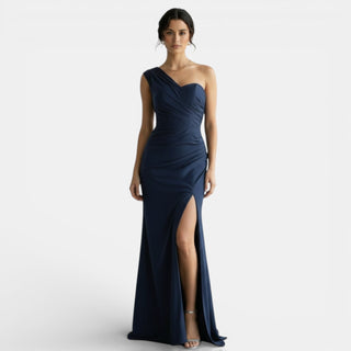 Vestido de Noche Plisado de Un Hombro