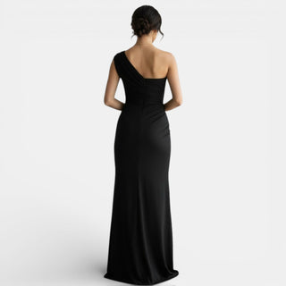 Vestido de Noche Plisado de Un Hombro